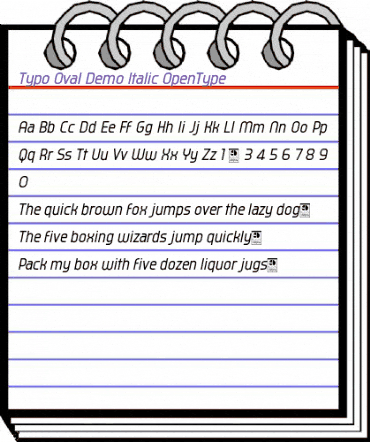 Typo Oval Demo Italic animated font preview
