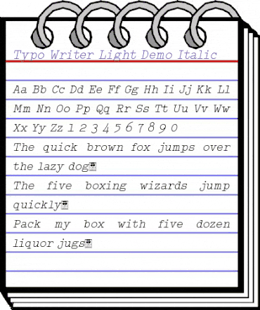 Typo Writer Light Demo Italic animated font preview
