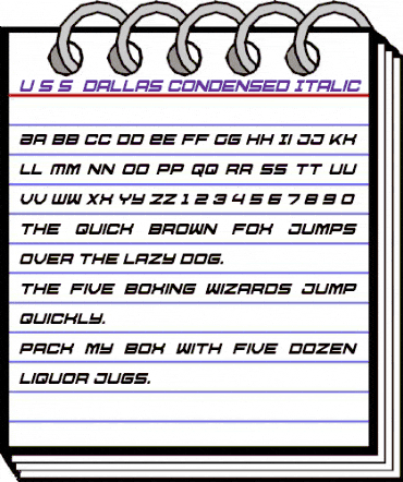 U.S.S. Dallas Condensed Italic Condensed Italic animated font preview U.S.S. Dallas Condensed Italic Condensed Italic animated font preview