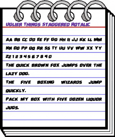 Uglier Things Staggered Rotalic Italic animated font preview Uglier Things Staggered Rotalic Italic animated font preview