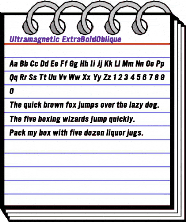 Ultramagnetic ExtraBoldOblique animated font preview