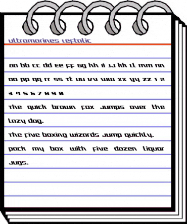 Ultramarines Leftalic Italic animated font preview Ultramarines Leftalic Italic animated font preview