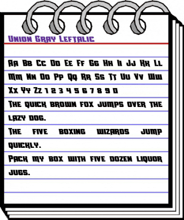 Union Gray Leftalic Italic animated font preview