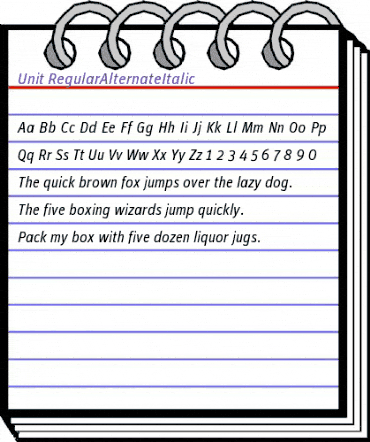 Unit-RegularAlternateItalic Regular animated font preview