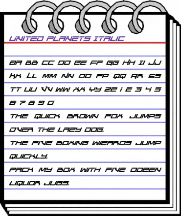 United Planets Italic Italic animated font preview