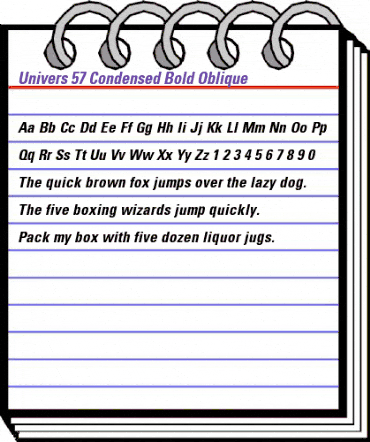 Univers 57 Condensed Bold Oblique animated font preview