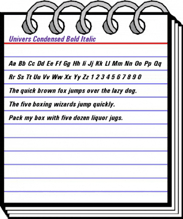 Univers Condensed Bold Italic animated font preview