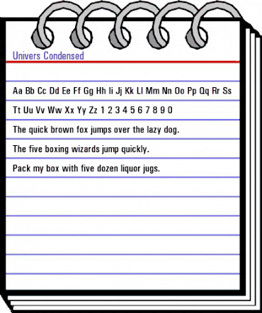 Univers Condensed Regular animated font preview