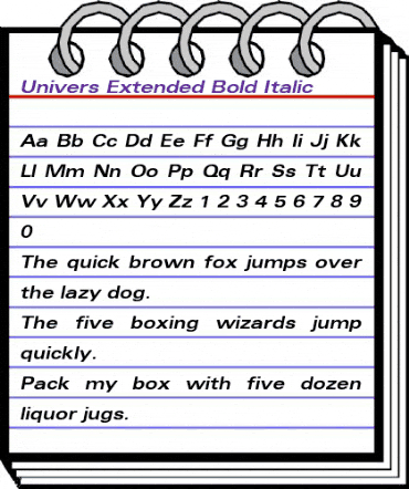 Univers Extended Bold Italic animated font preview