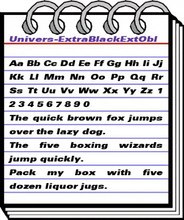 Univers-ExtraBlackExtObl Regular animated font preview