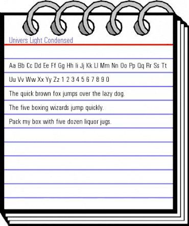 Univers Light Condensed Regular animated font preview