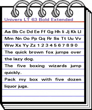 Univers LT 53 Extended Bold animated font preview
