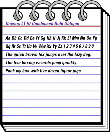 Univers LT 47 CondensedLt Bold Italic animated font preview