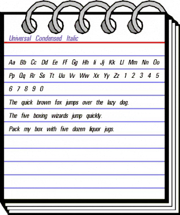 Universal Condensed Italic animated font preview