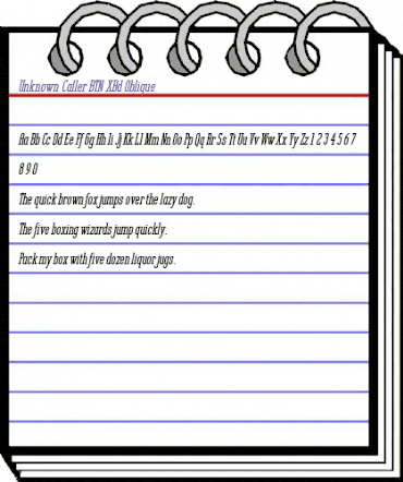 Unknown Caller BTN XBd Oblique animated font preview