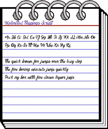 Unlimited Toppings Script Regular animated font preview