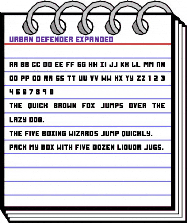 Urban Defender Expanded Expanded animated font preview