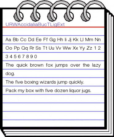 URWAccidaliaBucTLigExt Regular animated font preview