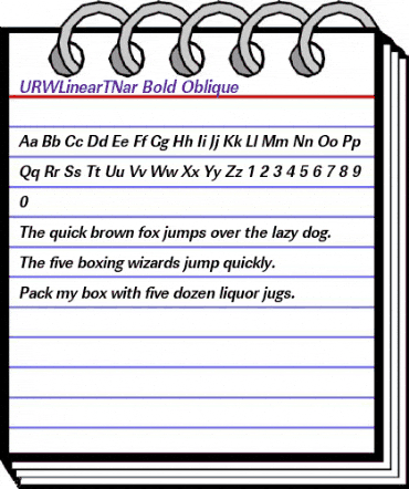 URWLinearTNar Bold Oblique animated font preview