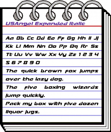 USAngel Expanded Italic Expanded Italic animated font preview