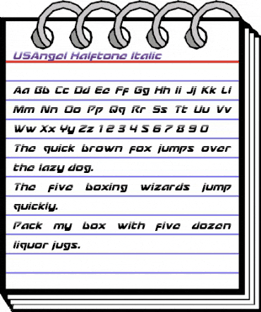USAngel Halftone Italic Italic animated font preview