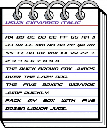 Usuzi Expanded Italic Expanded Italic animated font preview