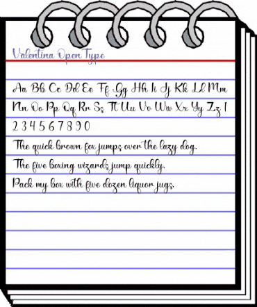 Valentina Regular animated font preview