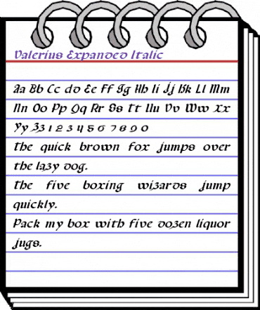 Valerius Expanded Italic Expanded Italic animated font preview