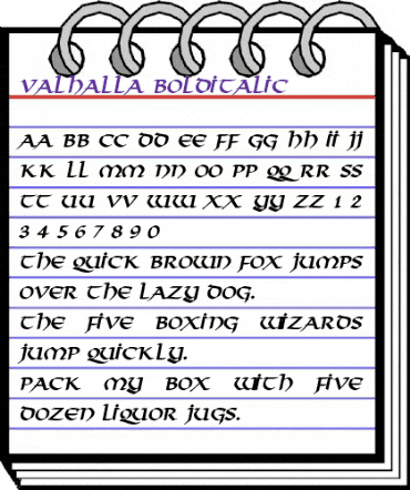 Valhalla BoldItalic animated font preview