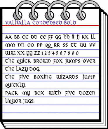 Valhalla Condensed Bold animated font preview
