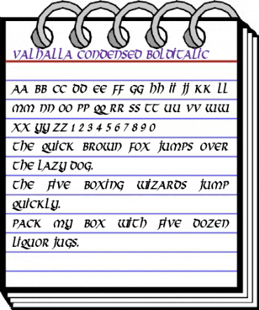 Valhalla Condensed BoldItalic animated font preview