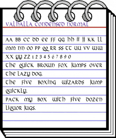 Valhalla Condensed Normal animated font preview
