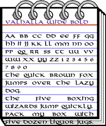 Valhalla Wide Bold animated font preview
