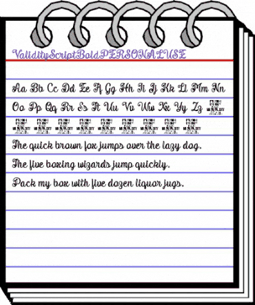 Validity Script Bold PERSONAL U Regular animated font preview