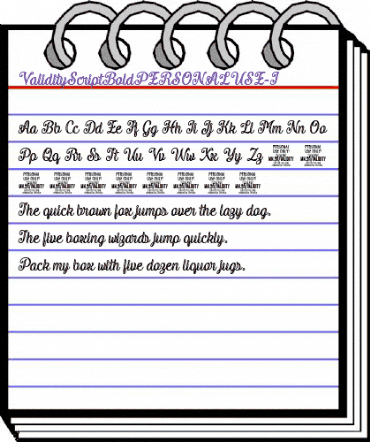 Validity Script Bold PERSONAL U Italic animated font preview