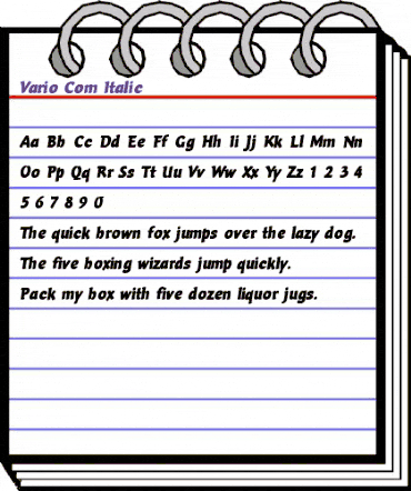 Vario Com Italic animated font preview Vario Com Italic animated font preview