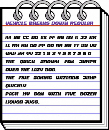 Vehicle Breaks Down Regular animated font preview