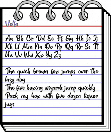 Velfo Regular animated font preview