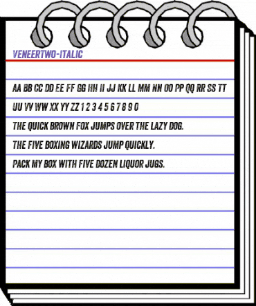 Veneer Two Italic animated font preview