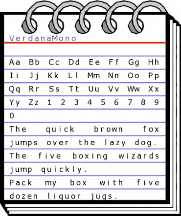 VerdanaMono Regular animated font preview