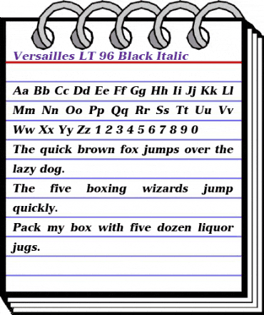 Versailles LT Black Italic animated font preview Versailles LT Black Italic animated font preview