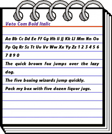 Veto Com Bold Italic animated font preview