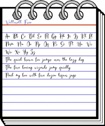 Vettorell free Regular animated font preview