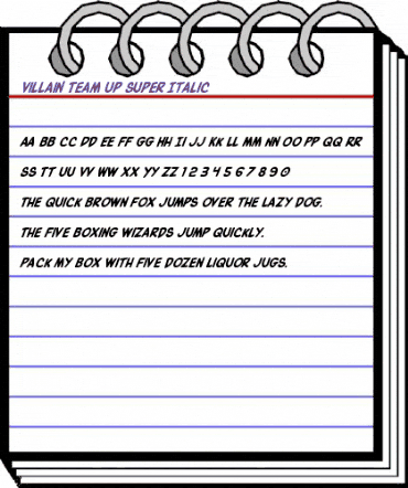 Villain Team-Up Super-Italic Regular animated font preview