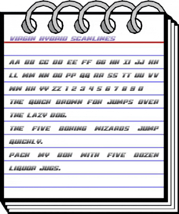 Virgin Hybrid Scanlines Regular animated font preview