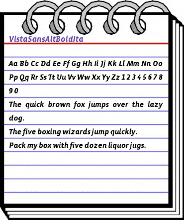 VistaSansAltBoldIta Regular animated font preview