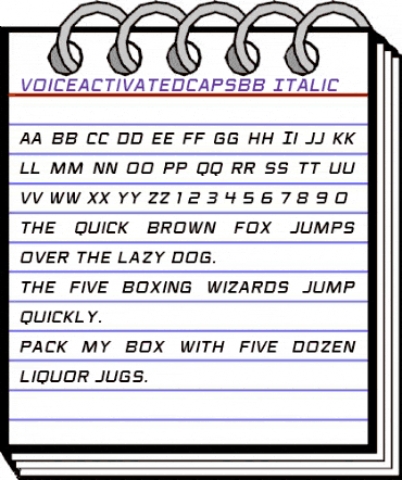 Voice Activated Caps BB Italic animated font preview