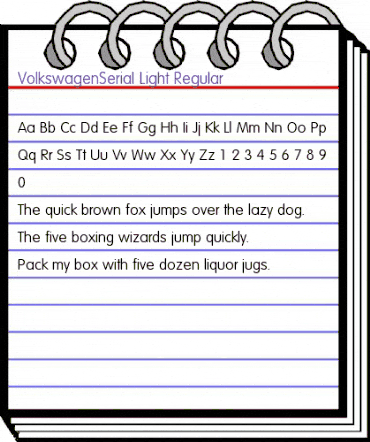 VolkswagenSerial-Light Regular animated font preview