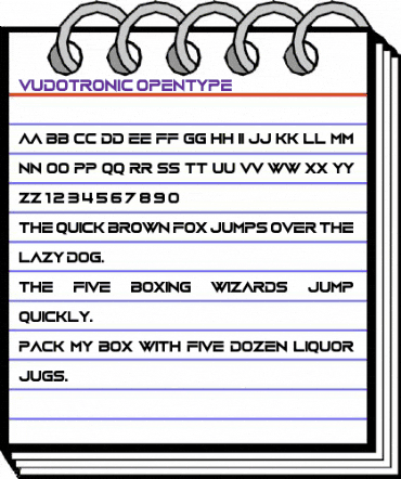 Vudotronic Regular animated font preview