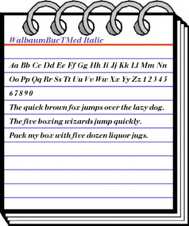 WalbaumBucTMed Italic animated font preview